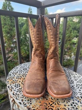 J.B. Dillon Chestnut Brown Western Stitch-Detail Cowboy Boots